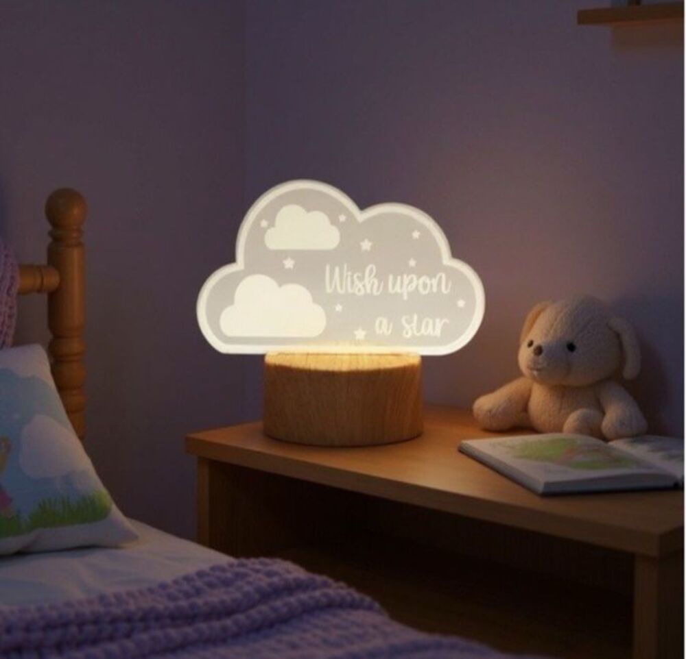 NEW Moon & Stars Night Light Cloud Wish Upon A Star Baby Shower Gift